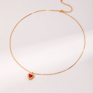 Heart Shape Necklace-Red Corundum